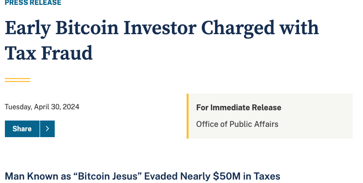 ‘Bitcoin Jesus’ bị bắt vì trốn thuế