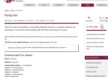 FCA cảnh báo về nền tảng memecoin Pump.fun tại Anh