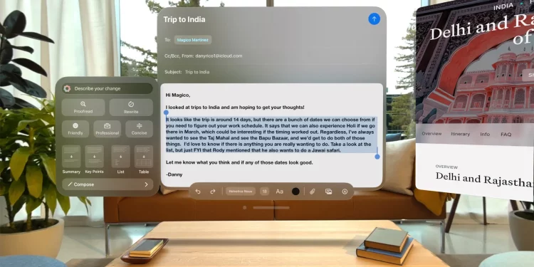 Apple Intelligence tích hợp cho Vision Pro
